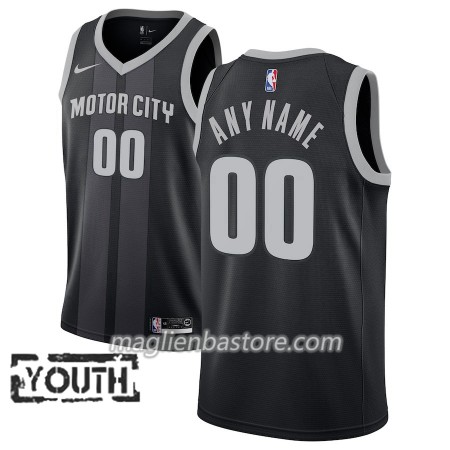 Maglia NBA Detroit Pistons Personalizzate 2018-19 Nike City Edition Nero Blu Swingman - Bambino